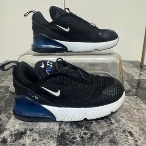Nike Air Max 270 Kids' Running Shoes, Size 10c Black/White/blue